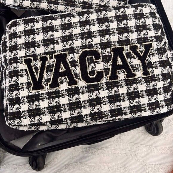 Women's Vacay XL Bag Travel  Black Plaid bag packing bag - Picture 5 of 12